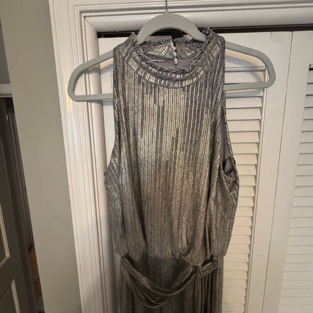 Vince Camuto Belted Wide-leg Metallic Jumpsuit - Picture 5 of 5